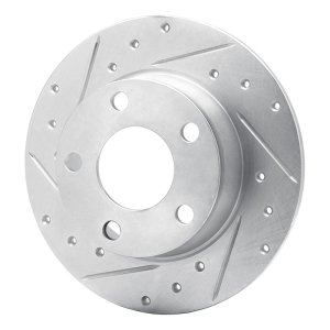 Audi A6 Quattro Brake Rotor (1) - Rear Left - R1 Concepts - Drilled & Slotted - Silver - `99-`02